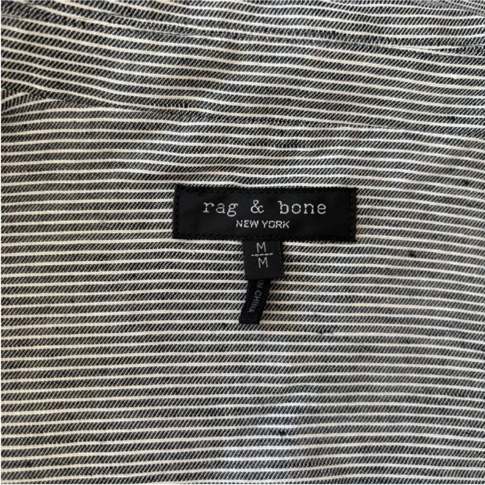 Rag and Bone Designer Jacket Cropped Striped Jessie Coat Linen Gray Size Medium - Picture 3 of 14